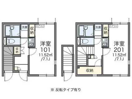 レオネクストアーミリージュ(1K/1階)の間取り写真