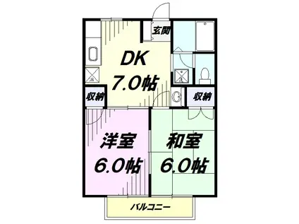 プラムヒルサワダ(2DK/1階)の間取り写真