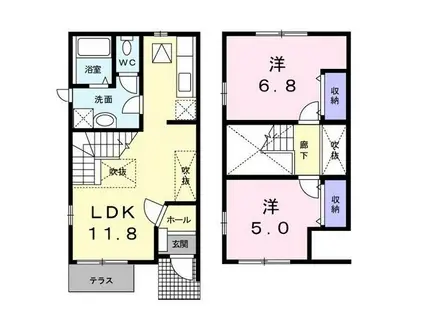 エスペランサ A(2LDK/1階)の間取り写真