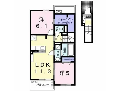レジデンスタカハシ5(2LDK/2階)の間取り写真