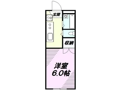 パークサイドグローリー(ワンルーム/2階)の間取り写真