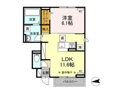 グランドソレイユ(1LDK/1階)の間取り写真