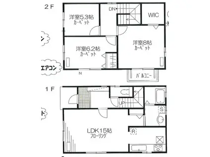 青梅線 昭島駅 徒歩7分 1階建 築29年(3LDK)の間取り写真
