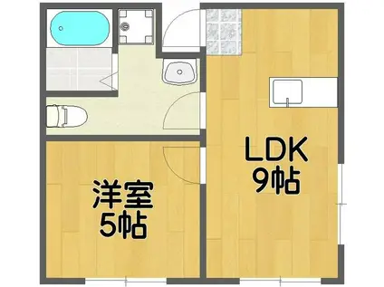 コーポレモン(1LDK/2階)の間取り写真