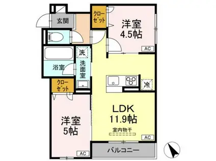 ASSET-COURT元横山町(2LDK/3階)の間取り写真
