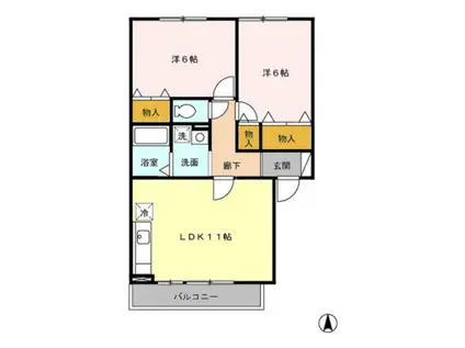 コンフォルターブル(2LDK/2階)の間取り写真