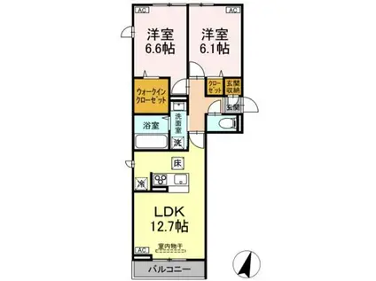 ビューテラスⅡ(2LDK/1階)の間取り写真