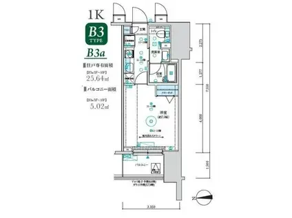 MAXIV八王子TRE(1K/6階)の間取り写真
