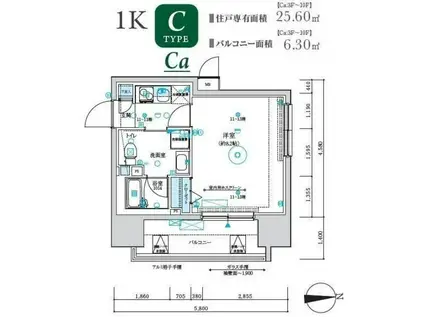 MAXIV八王子TRE(1K/4階)の間取り写真