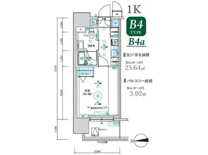 MAXIV八王子TRE(1K/3階)の間取り写真