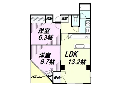 メゾンノースリバー(2LDK/4階)の間取り写真