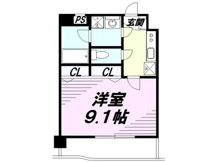 コンフォール左入(1K/3階)の間取り写真