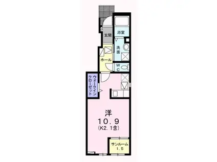 メゾン・ソレイユ(ワンルーム/1階)の間取り写真