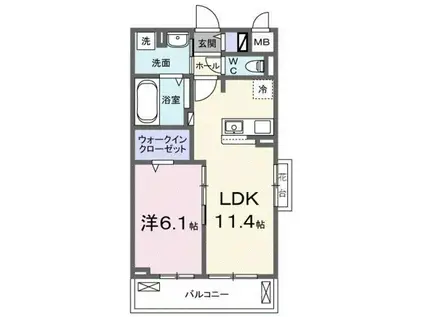 アウラティエ(1LDK/2階)の間取り写真