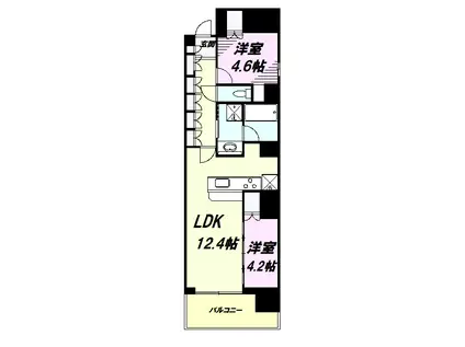 LUXENA八王子寺町(1SLDK/12階)の間取り写真