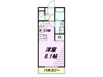 グレイスヴィラ(ワンルーム/2階)の間取り写真