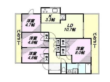 エルムコート(4LDK/3階)の間取り写真