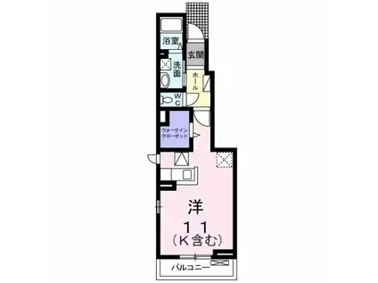 アルコバレーノⅡ(ワンルーム/1階)の間取り写真