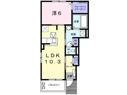 ソワ デ リュミエール(1LDK/1階)の間取り写真