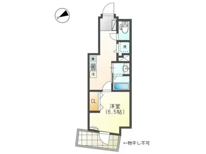 レジデンス明神町(1K/9階)の間取り写真