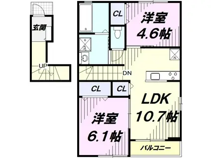 エルメゾン程久保Ⅱ(2LDK/2階)の間取り写真