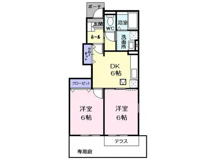 ベルパレスⅢ(2DK/1階)の間取り写真