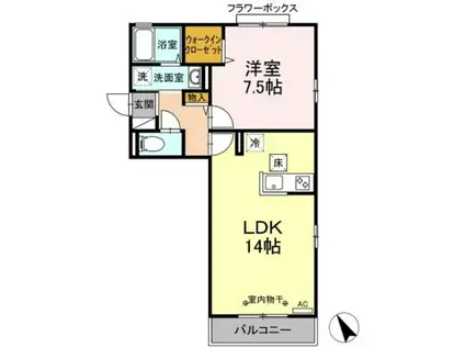 サンパティーク A(1LDK/1階)の間取り写真