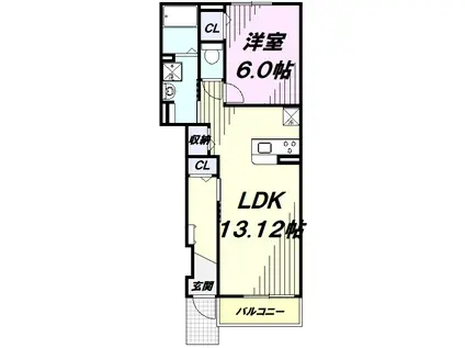 アンタレス・タツイ(1LDK/1階)の間取り写真