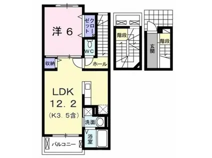 ヴィラ アルメリア Ⅱ(1LDK/3階)の間取り写真