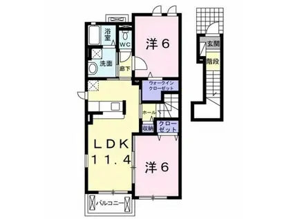 エスペランサ・プラザⅡ(2LDK/2階)の間取り写真