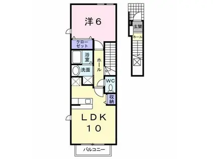メゾンリール(1LDK/2階)の間取り写真