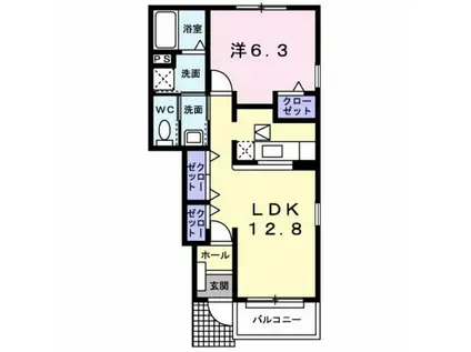 パセーオ.NS(1LDK/1階)の間取り写真