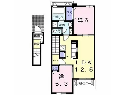 アルカンシエル(2LDK/2階)の間取り写真