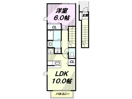 レインツリー(1LDK/2階)の間取り写真