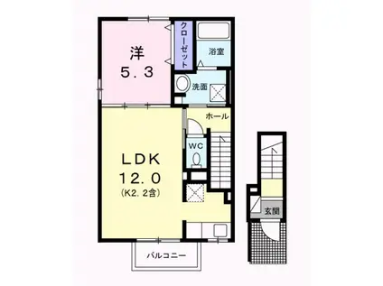 アルドーレⅠ(1LDK/2階)の間取り写真