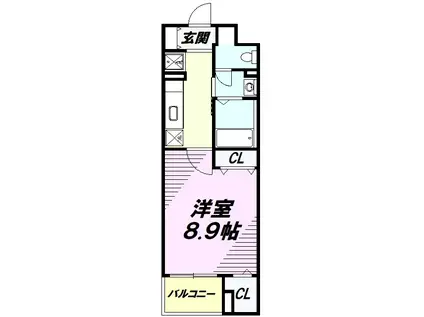 ル クール(1K/2階)の間取り写真