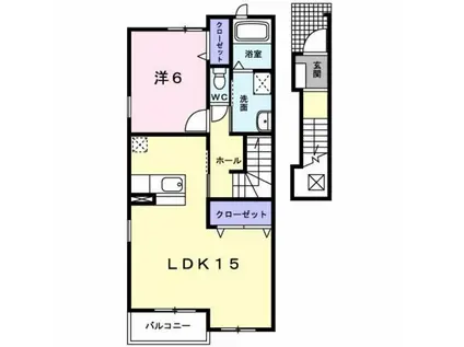 ユリエール・ピース(1LDK/2階)の間取り写真