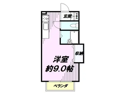 フジメイトC(ワンルーム/2階)の間取り写真