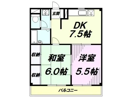 アーバンハウス本町(2DK/2階)の間取り写真