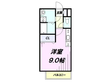 ケイグレイス福生武蔵野台(1K/1階)の間取り写真