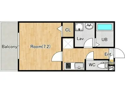 ジーメゾン福生ビブレ(1K/2階)の間取り写真