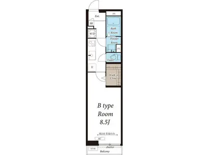 VALLON・U(1K/1階)の間取り写真