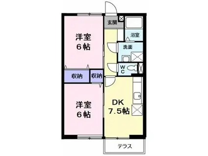 ニューエルディム中芝(2DK/1階)の間取り写真