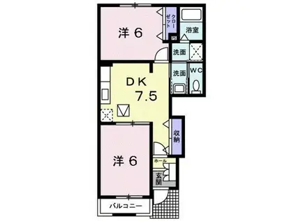ミーテ メゾン(2DK/1階)の間取り写真