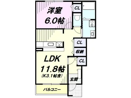 グランデ ストラーダA(1LDK/1階)の間取り写真