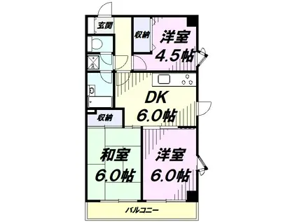 ビコーハイツ(3DK/3階)の間取り写真