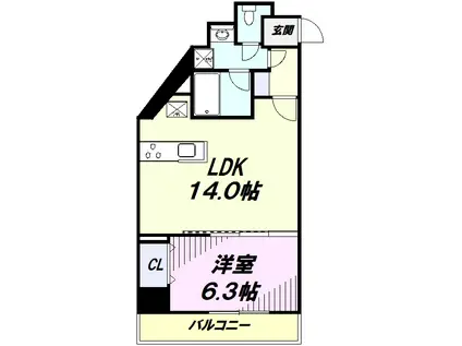 ラグゼナ八王子南町(1LDK/7階)の間取り写真
