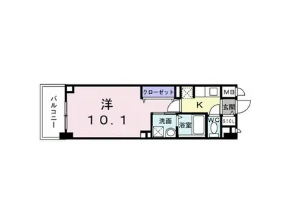 グリーンフィールドH(1K/4階)の間取り写真