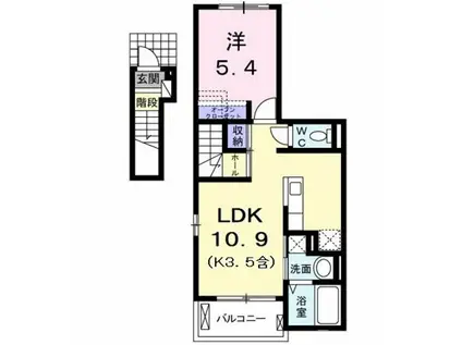 ハーモニー(1LDK/2階)の間取り写真