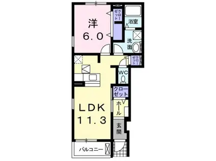 パレイ シャル(1LDK/1階)の間取り写真